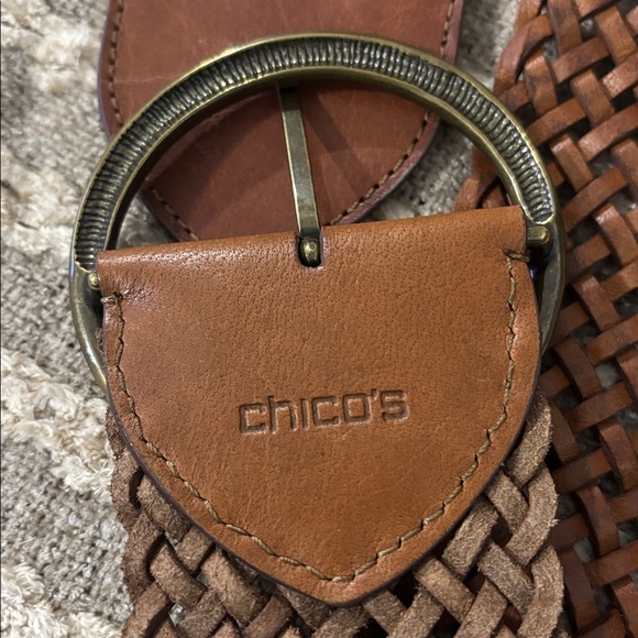 Chico’s Woven Brown Bohemian Leather Buckle Belt Size XL/XXL